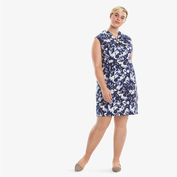 MM. Lafleur Blue & White Floral Aditi Sleeveless Cottom Dress Large